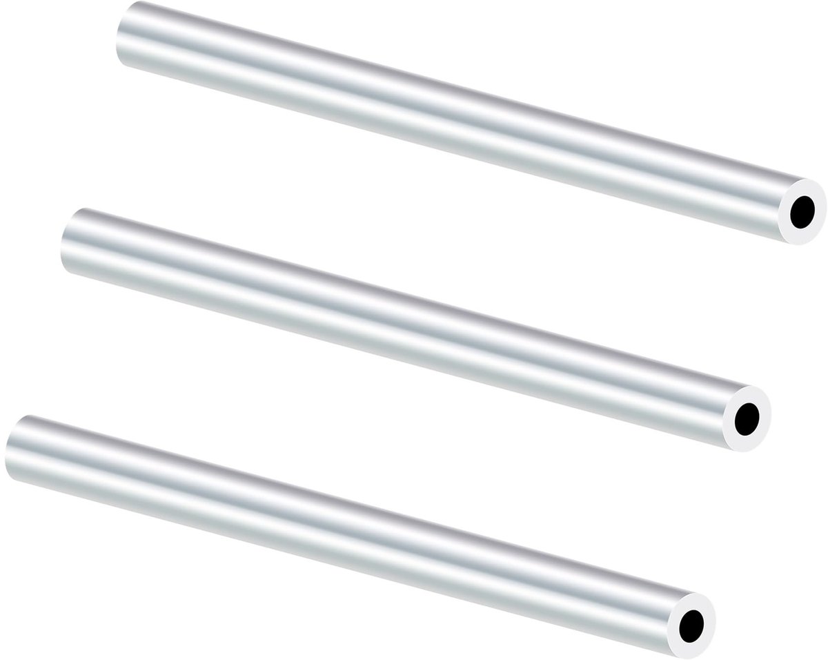 Dailygoods- Aluminium Buis 8mm OD - 4mm ID - 150mm Lengte - 3 Stuks - Corrosiebestendig - Schokbestendig - Gemakkelijk te bewerken - Aluminium Buisjes