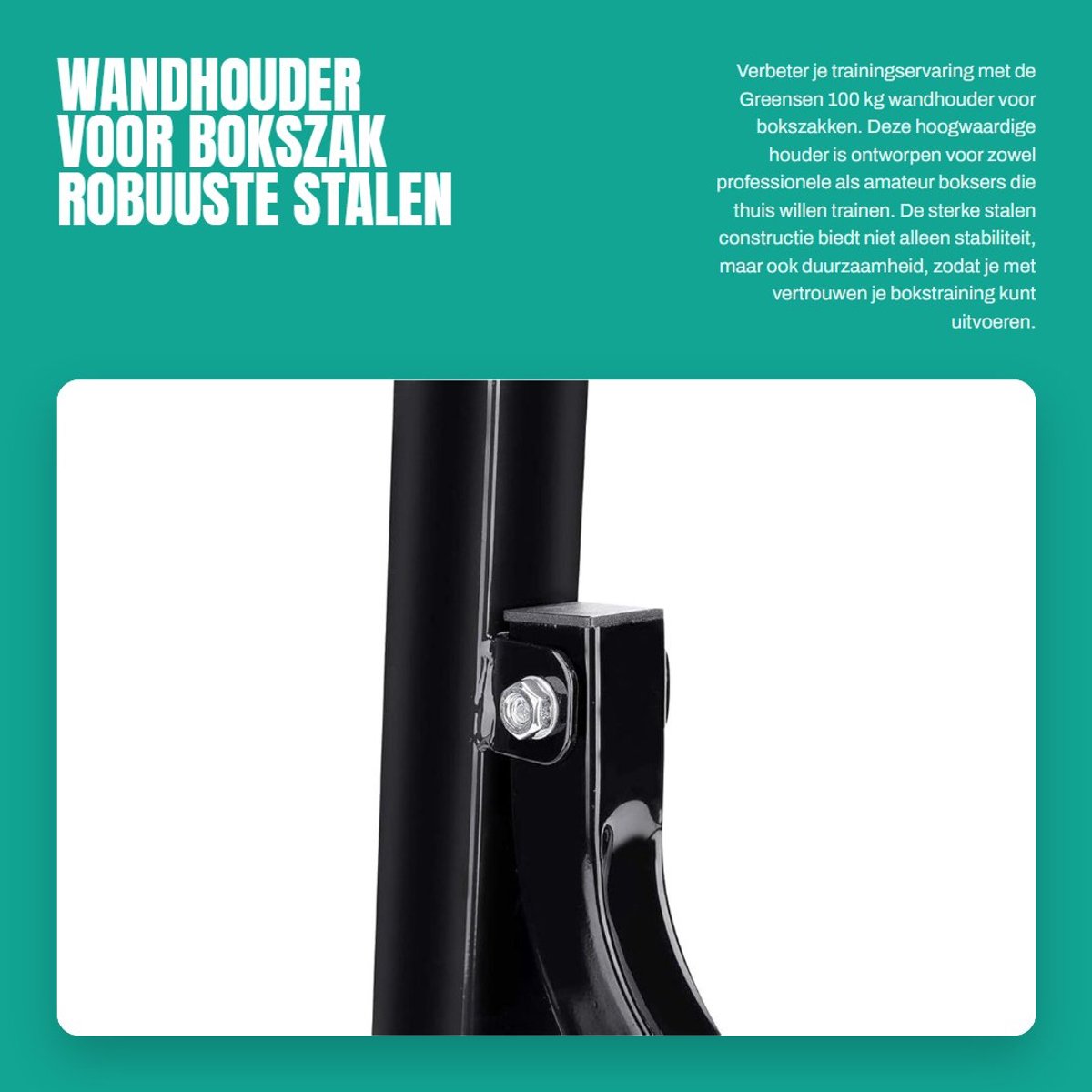 Dailygoods- Wandhouder 100 kg - Stalen Constructie - Robuust en Duurzaam - Eenvoudig te Installeren - Inclusief Bevestigingsmaterialen - Geschikt voor Bokszakken - Bokszakhouder