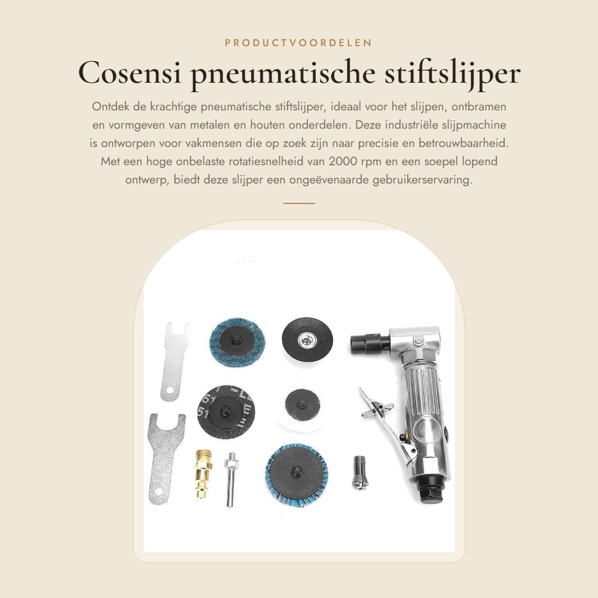 Dailygoods- Stiftslijper 90 graden - Pneumatische Slijpmachine - Slijpmachine voor Gereedschap - Slijpmachine voor Metalen - Instelbaar Spanwijdtebereik 3,18-6,35 mm - Hoge Rotatiesnelheid 20000rpm