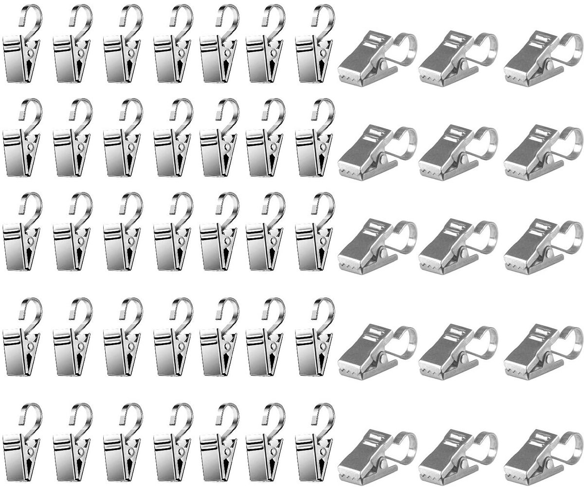 Dailygoods- Gordijnclips 100 Stuks - Metalen Klemhaken - Haken voor Woondecoratie - Lichtkettinghangers - Roestwerend - Stevige Grip - Ophanghaken