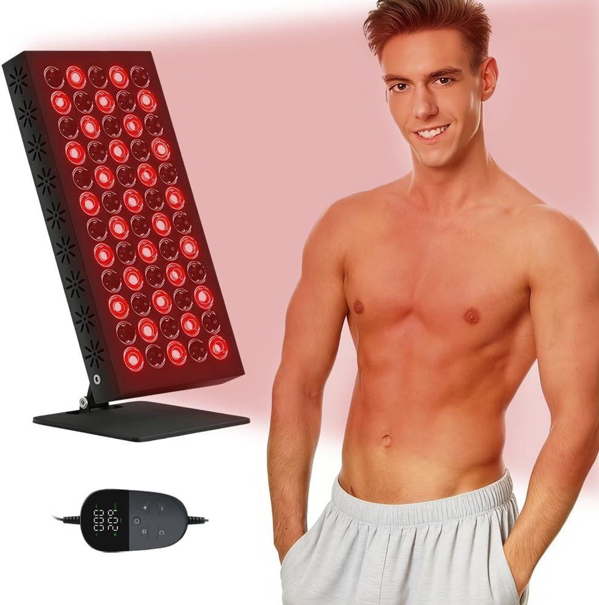 Rood Licht Lamp - Infrarood Therapie - Dagelijkse Zelfzorg - Instelbare Timer Helderheid - 60 LED - Rood