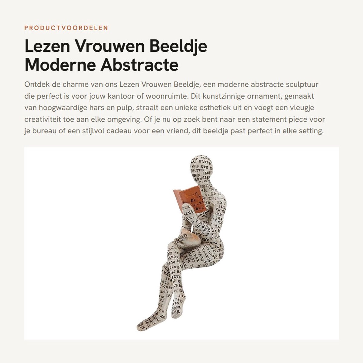 Dailygoods- Beeldje Lezende Vrouw - Hars/Sculptuur - Decoratie Woonkamer - Ornament - Geschenkkeuze - Innovatief Ontwerp