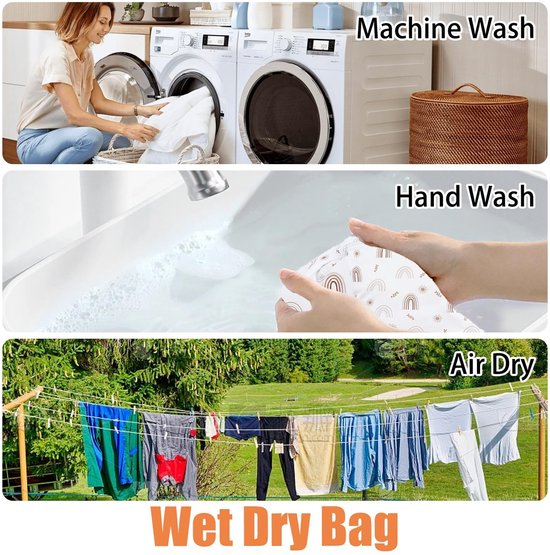 Dailygoods- Wetbag Set - Waterdichte Luiertas - Herbruikbare Natte Tas - 3 Maten - Polyester - Geschikt voor Kamperen/Zwemmen - Opbergzak van Dailygoods — afbeelding 5