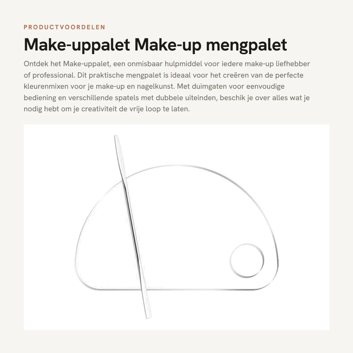 Dailygoods- Make-uppalet met duimgaten - Professioneel mengpalet - Spatelset met dubbele uiteinden - Compact formaat - Lichtgewicht - Kunststof/Roestvrij staal - Make-up Palet