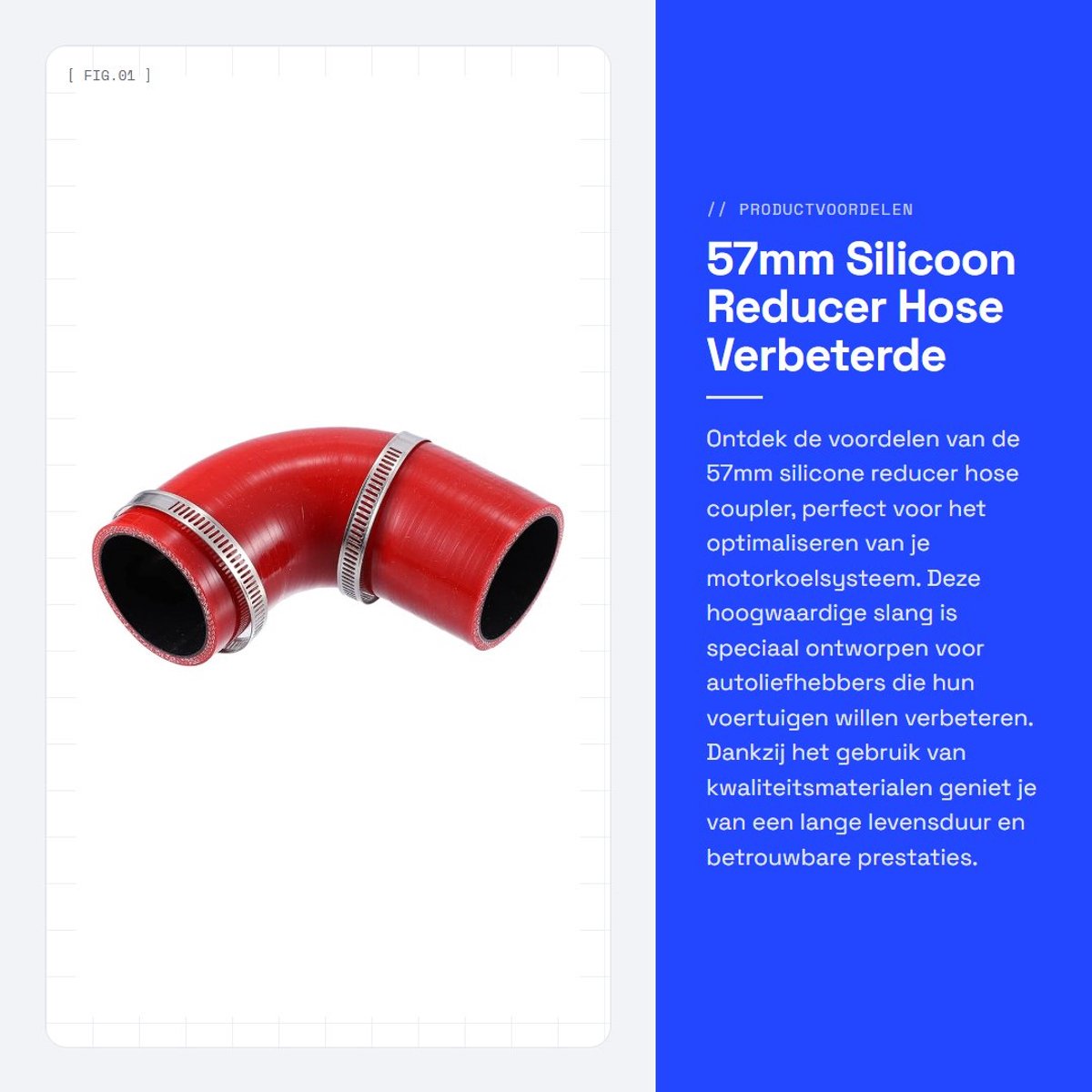 Dailygoods- Silicone Reducer 90 Graden - Slangtype 57mm - Kleur Rood/Zwart - Universele Pasvorm - Kwaliteitsmateriaal - Verbeterde Stroming - Slang