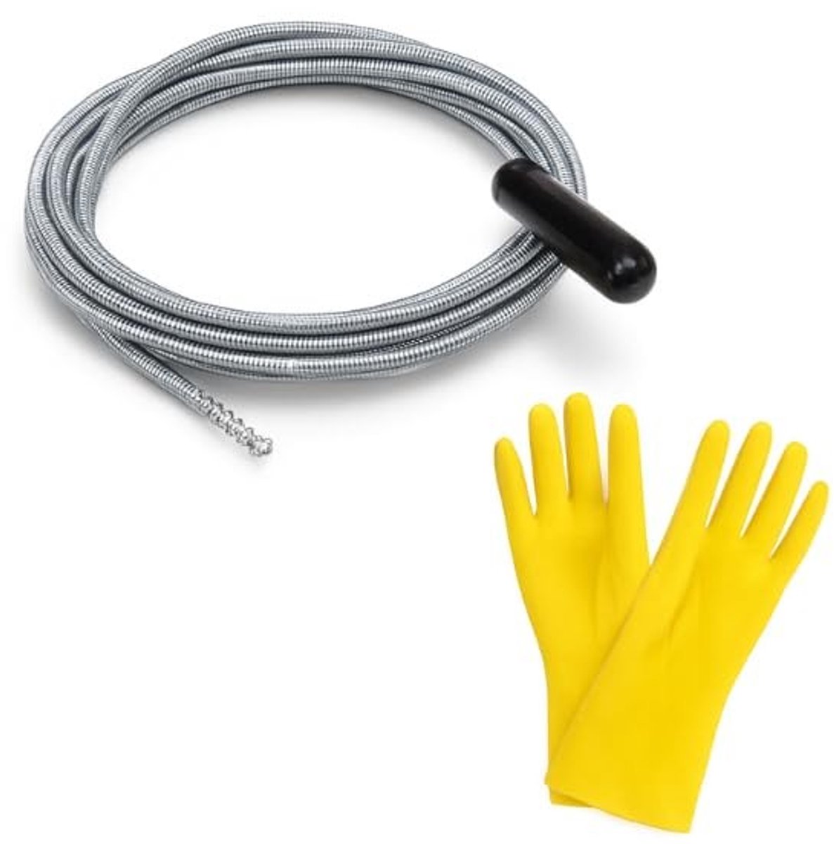 Dailygoods- Ontstoppingsveer 3 Meter - Gegalvaniseerd - Ergonomische Handgreep - Schroefvormig Uiteinde - Inclusief Handschoenen - Effectief tegen Verstoppingen - Ontstoppingsdraad
