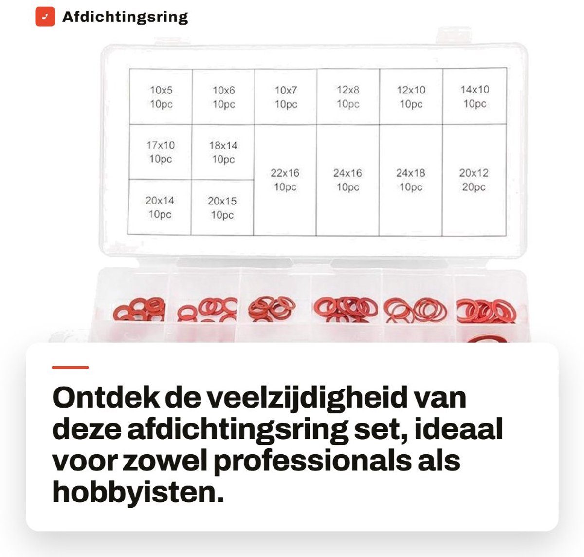 Dailygoods - Afdichtingsring - Isolatiering - 150 stuks geassorteerde maten - Rood staal papiervezel - Handige opslag - Ideaal voor isolatieprojecten