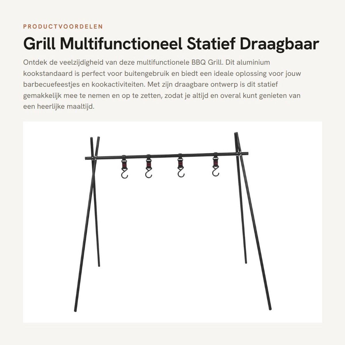 Dailygoods- Grillstatief Draagbaar - Multifunctioneel Statief - Kookstandaard - Barbecue Rek - Aluminium - Voor Kookgerei - Barbecuehouder