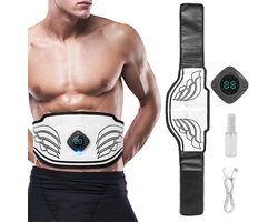 Elektrische EMS-buikspiertrainer - Uitgerust met oplaadbare batterij - Timer - Geschikt voor het vormen, trainen en verstevigen van de taille - Eenvoudige buikspiertraining - Elektrisch trainingsapparaat - Magnetische gesp + verlengband van 40 cm