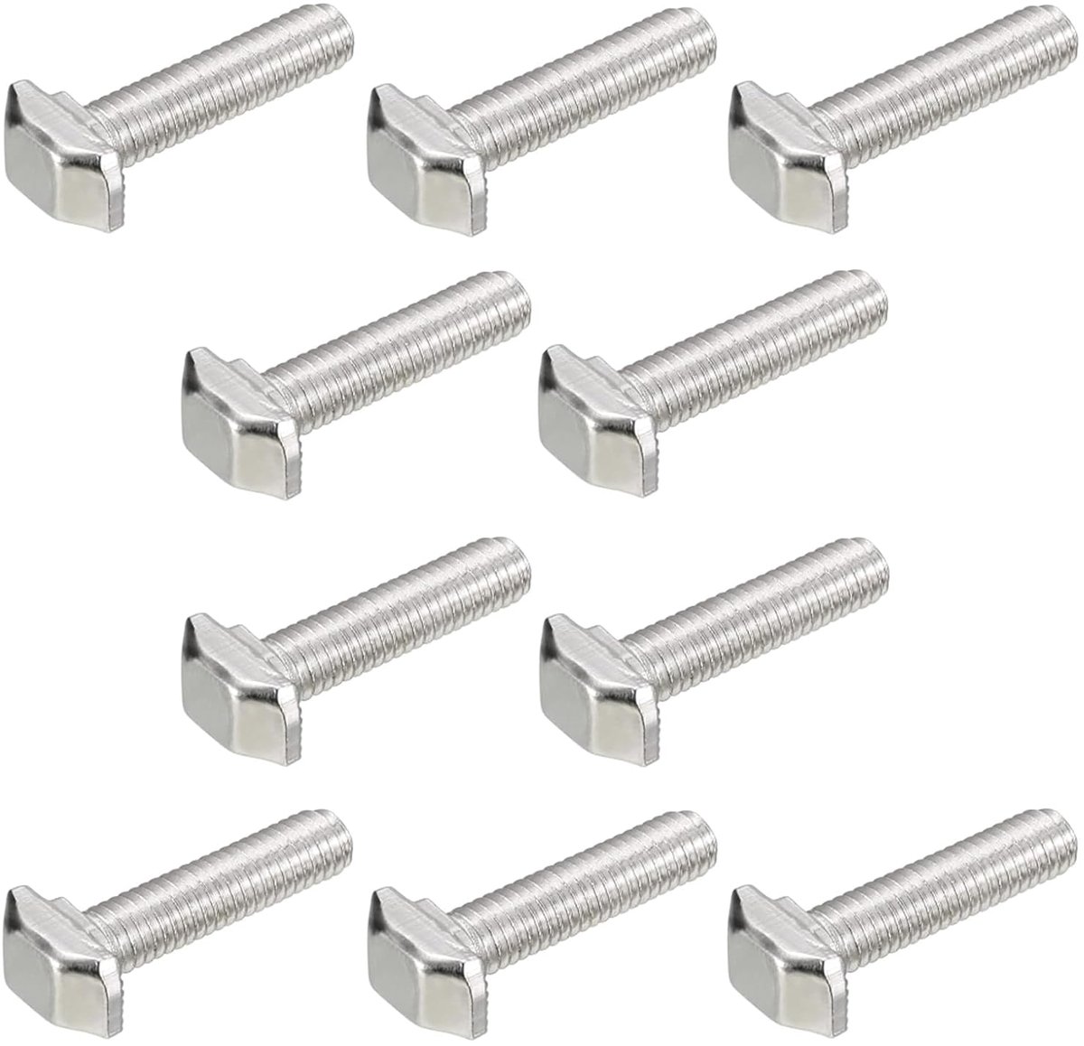 Set van 10 M5 x 20 mm T-sleuf insteekbouten en M5 zeshoekige flens moer set hamer kop T-bout T-vormige bouten schuifschroef voor 20 serie aluminium profielen
