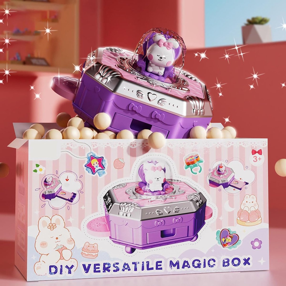 Knuffelhaas Knutselpakket – DIY Sieradenmaker Set voor Meisjes (Set, 153-delig, ideaal als verjaardagscadeau voor kinderen vanaf 3 jaar), creatief knutselplezier voor thuis, met sleutelhangers in prinsessen-stijl