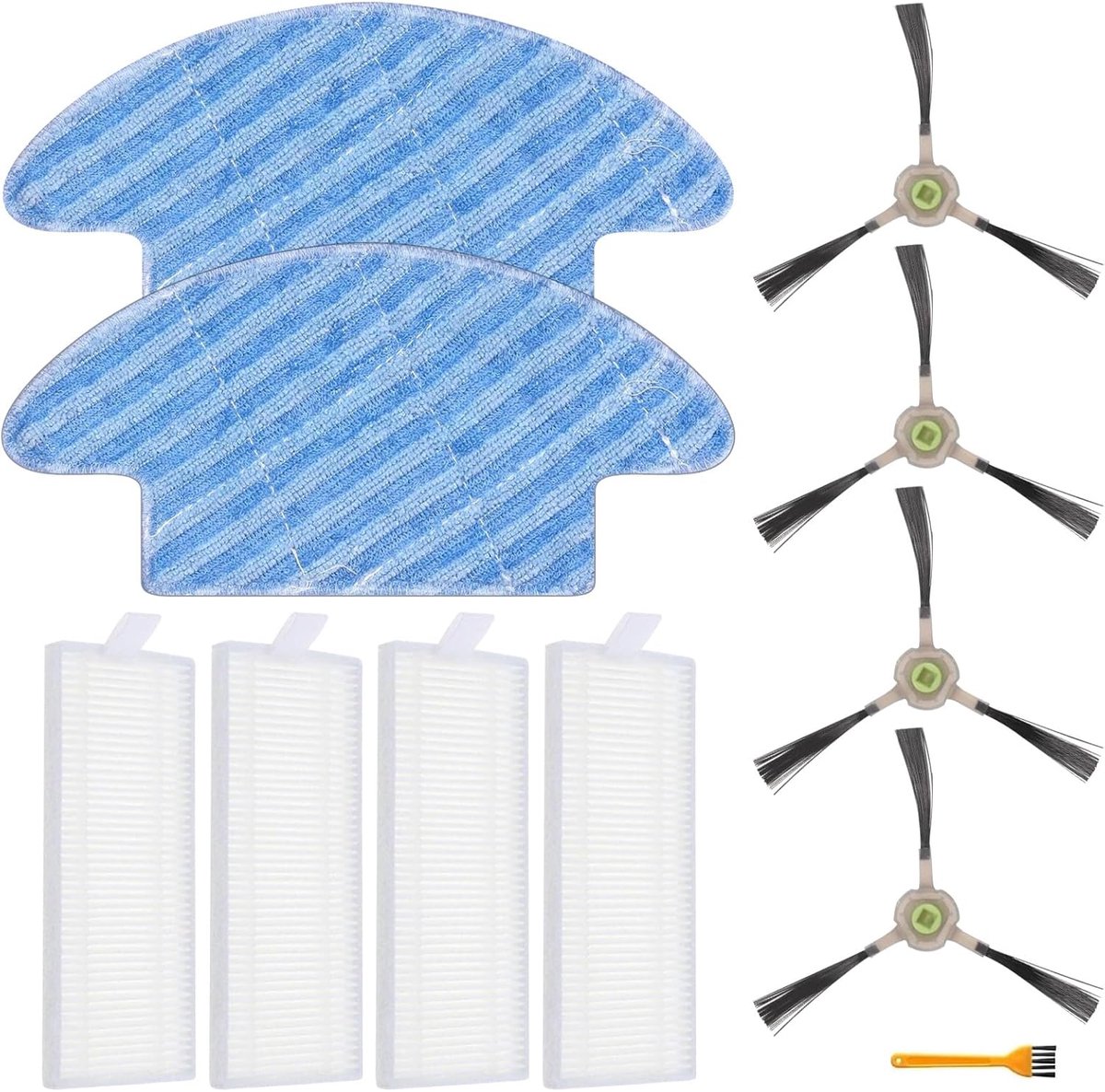 accessoiresset voor Lefant M210B/M213S/M210S/M210/M213, voor OKP Life K2/K3/K3A/K4/K5 robotstofzuiger, 4 filters, 2 dweilpads, 4 zijborstels, 1 schoonmaakborstel