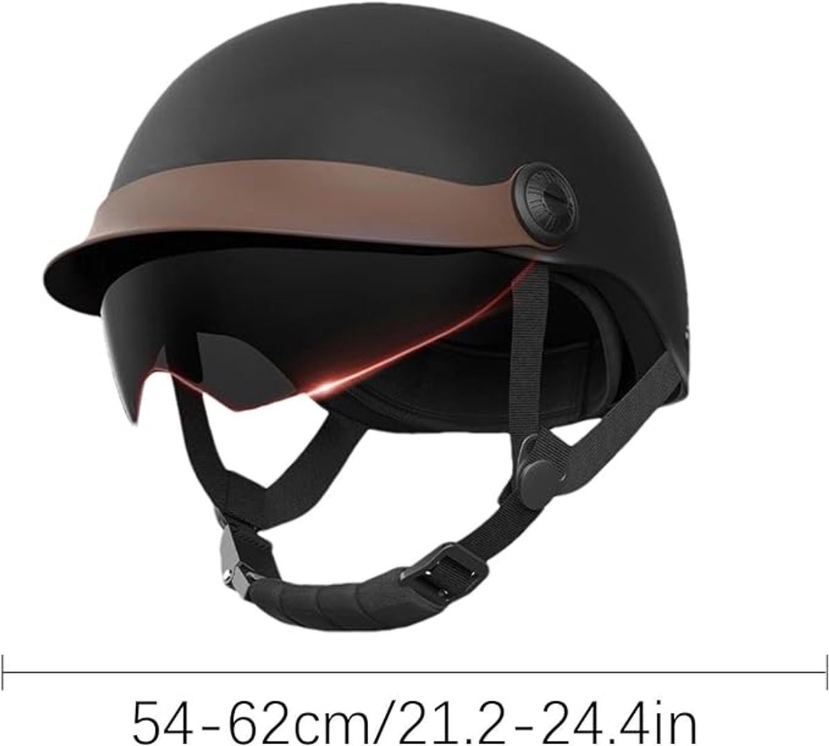 Jethelm met vizier - scooterhelm - bromfietshelm, ideaal voor motorfiets, scooter, bromfiets, modieuze helm, comfortabele motorhelm voor heren en dames, zwart (54-62cm) – foto 5