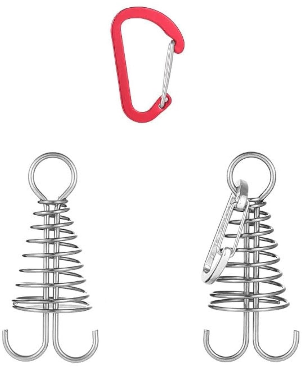 Dailygoods- Tentharingen 4 stuks Aluminiumlegering - D-vormige Karabijnhaak - Anticorrosie - Weerbestendig - Visgraatvorm - Veergesp - Grondpennen