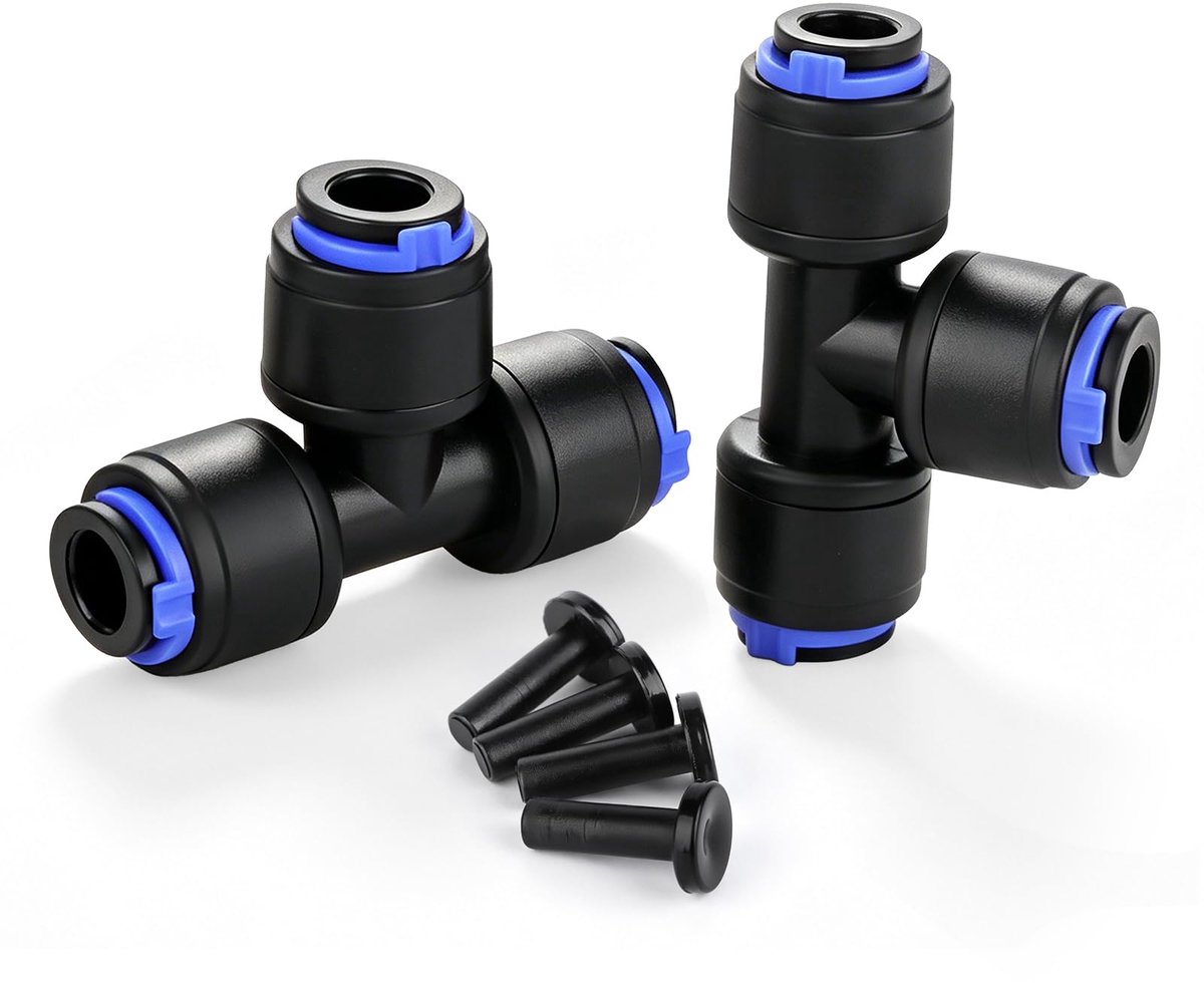 Quick-Connect 1/4" druppelirrigatieconnector met borgringen (thee connectors)
