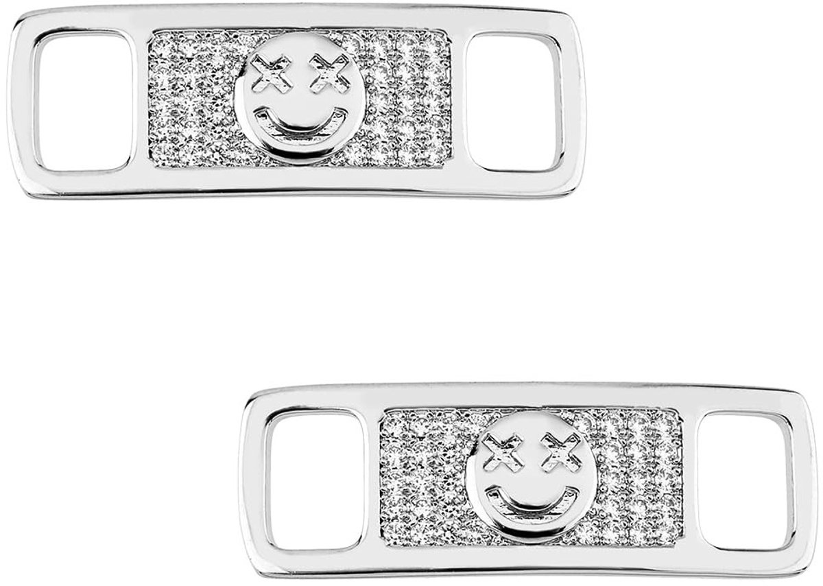 Dailygoods- Schoenveter Charms Zilveren Glimlach - Schoen Decoratie - Schoen Accessoire - Charms voor Sneakers - Gesp - Gift voor Mannen - Schoenaccessoires