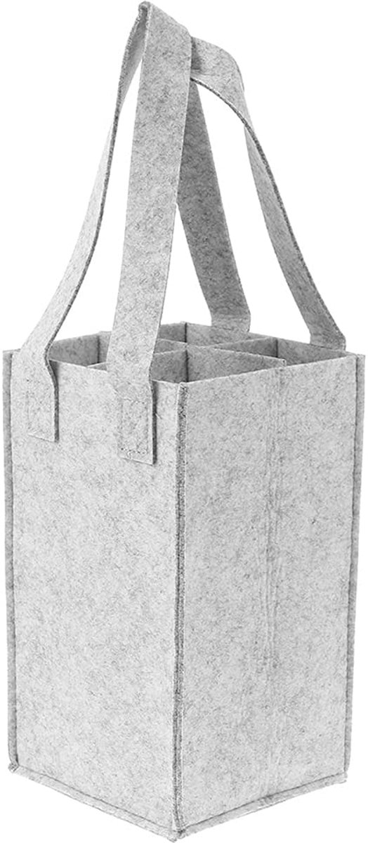 4 flessen, viltmateriaal bottlebag bierzak, wijnfles, geschenktas, vilten tas, flessenhouder, flessenmand, herbruikbare wijnhouder, fles voor uitstapjes en picknicks, lichtgrijs, klassiek