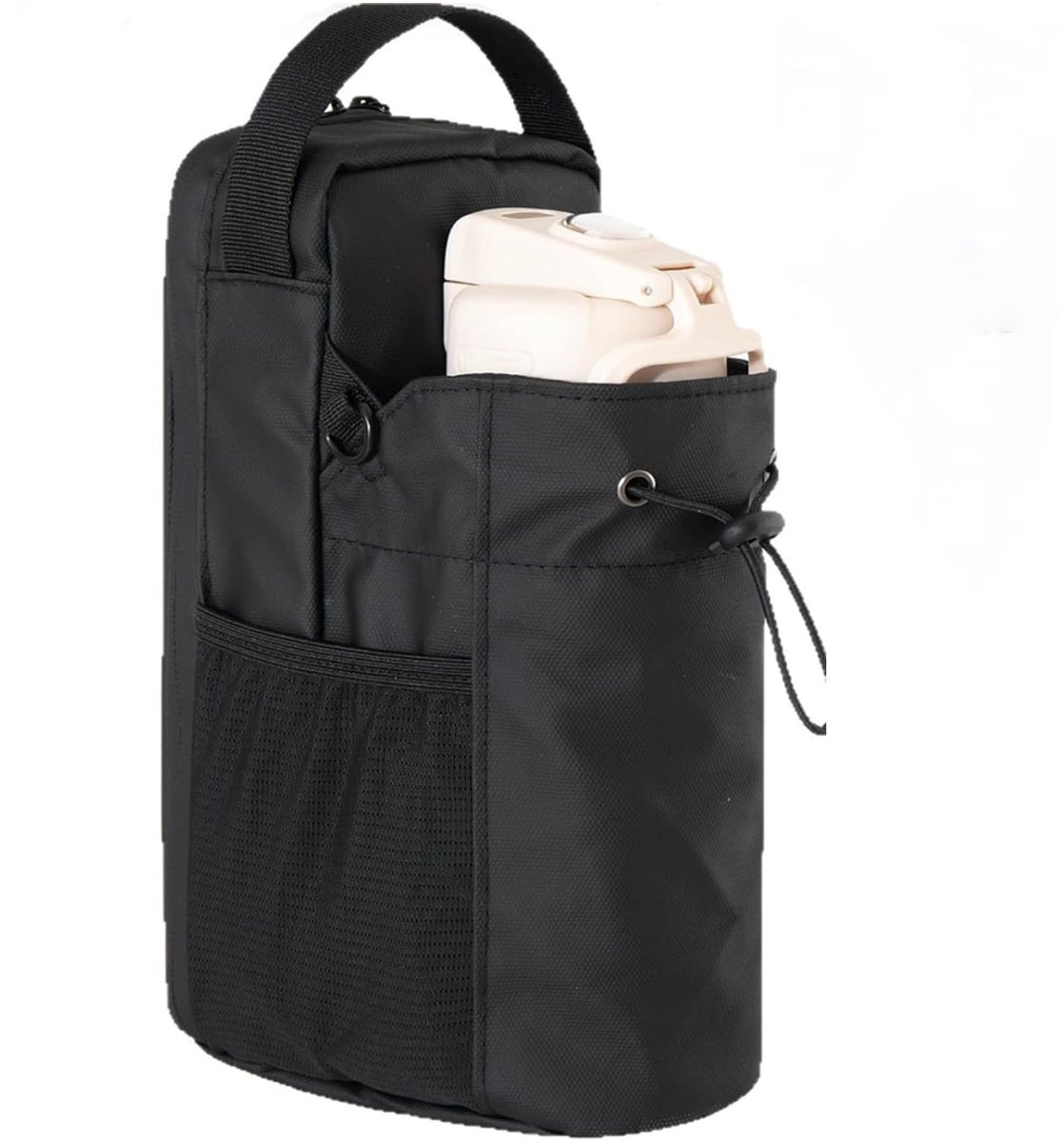 gymtas, waterflessenhoes, magnetische sporttas met flessenhouder, 1,5 l, waterfles tas met verstelbare riem, uniseks, voor fitness, gym, training, zwart