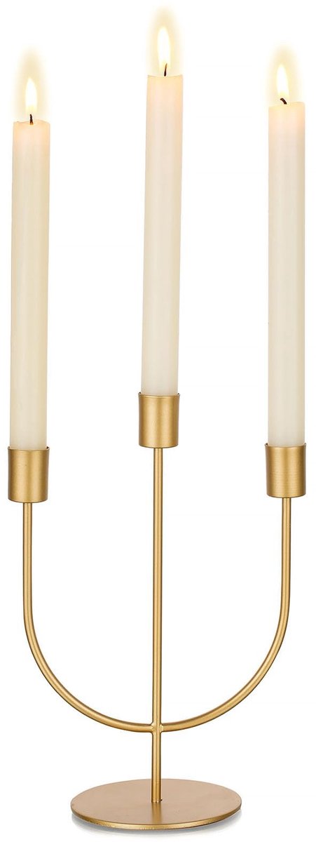 Gouden Kandelaar Houder Voor Bruiloft Tafel Middenstuk - Kandelaars 3-Rms Minimalistische Taper Kaarsenhouders Voor Feest Evenement Decor Eettafels Kandelaars Decoraties