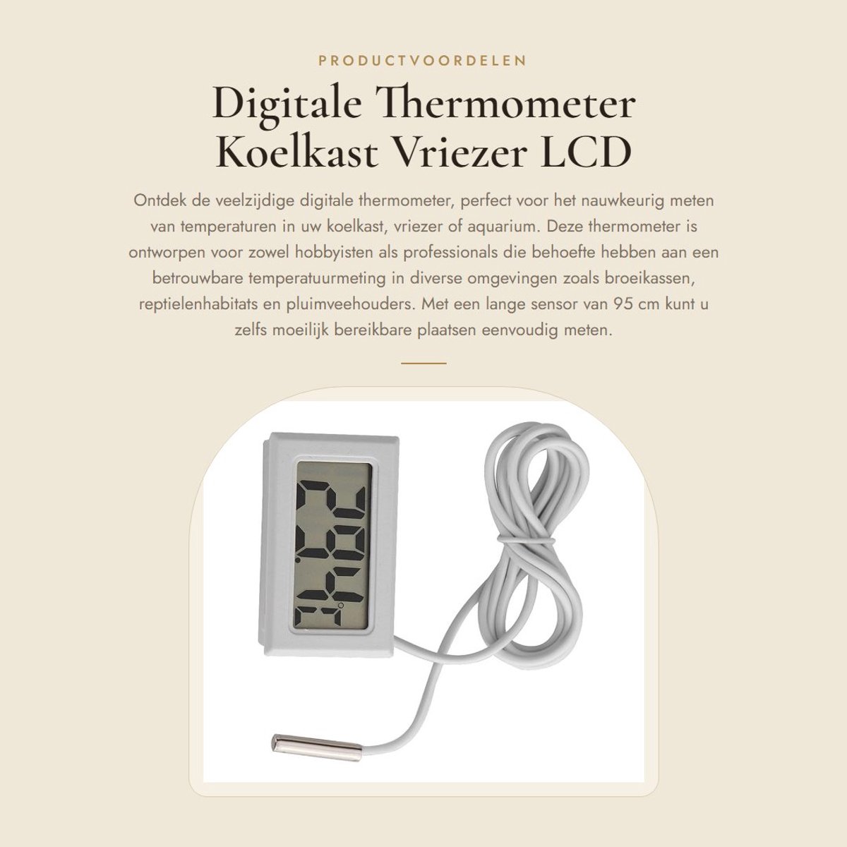 Dailygoods - Digitale Thermometer - Koelkast Vriezer - LCD Display - Wit - Temperatuurmeting - Geschikt voor Aquariums en Broeikassen