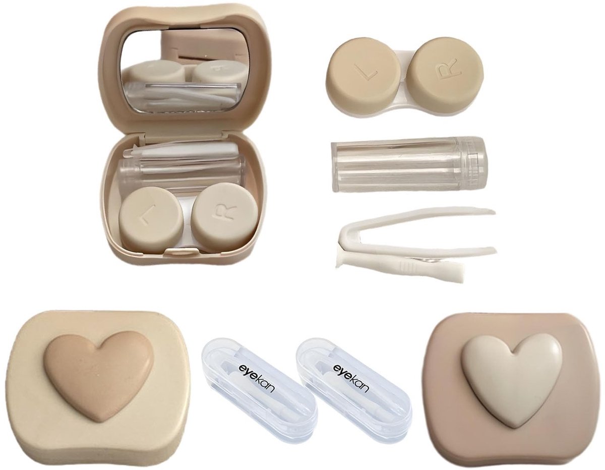 Dailygoods- Contactlenzenhouder met Spiegel - Contactlenzen Inzethulp - Lenzendoosje - 2 Stuks - Kunststof - Zachte Siliconen Tips - Lenzenhouder