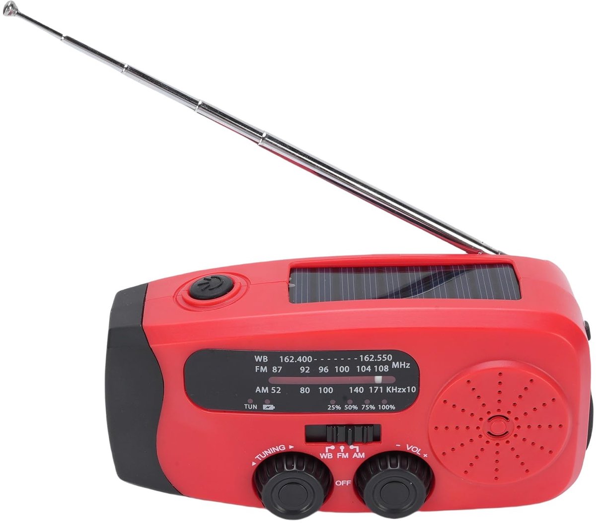 Dailygoods- Weerradio 2000mAh - Zonne-energie - AM/FM/WB - LED-zaklamp - SOS-alarm - Noodsituaties/Paraatheid - Noodradio