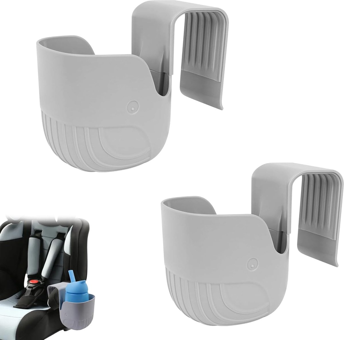 2 stuks kinderdrankhouders voor autostoel, universele bekerhouder voor de auto, drankhouder voor babyschalen, cupholder voor kinderzitjes, rolstoel en auto's, grijze drankhouder