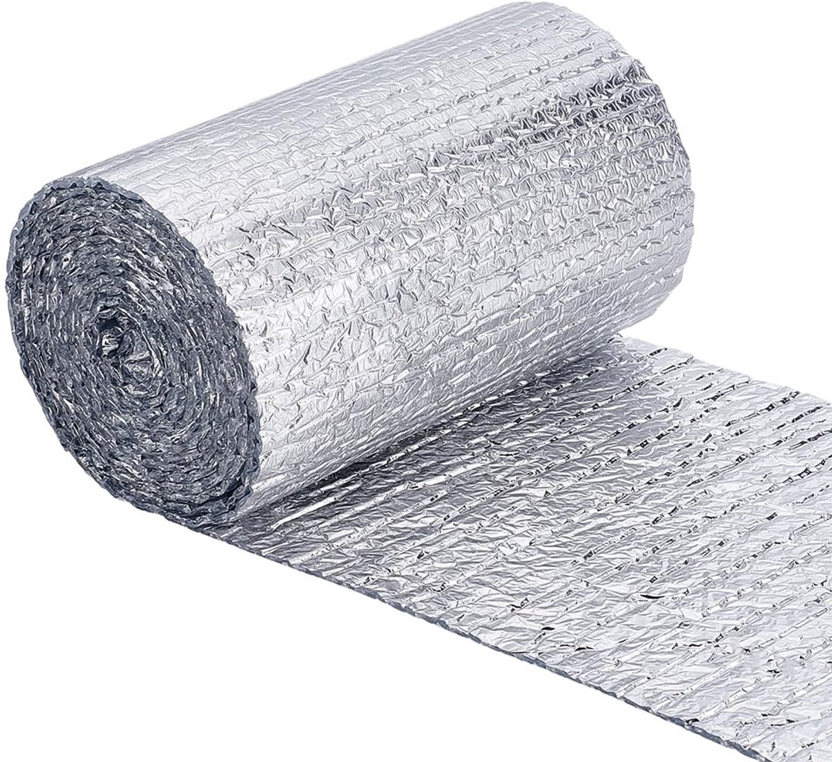 Dailygoods - BENECREAT Reflecterende isolatierol, 5 m x 40 cm, dubbele bubbels aluminium isolatietape, 3 mm dik, noppenisolatiefolie, noppenbescherming van aluminiumfolie