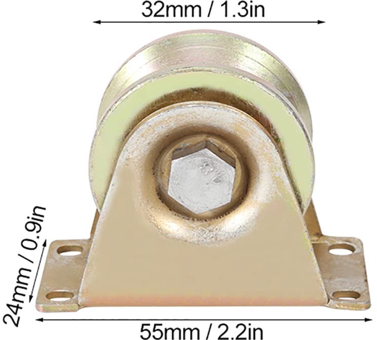 Dailygoods- Rolletjes Schuifdeur - U-vormig Wiel - Staal - Diameter 32 mm - Breedte 25 mm - Inhoud 2 Stuks - Temperatuurbereik -40 °C tot 100 °C - Schuifwiel