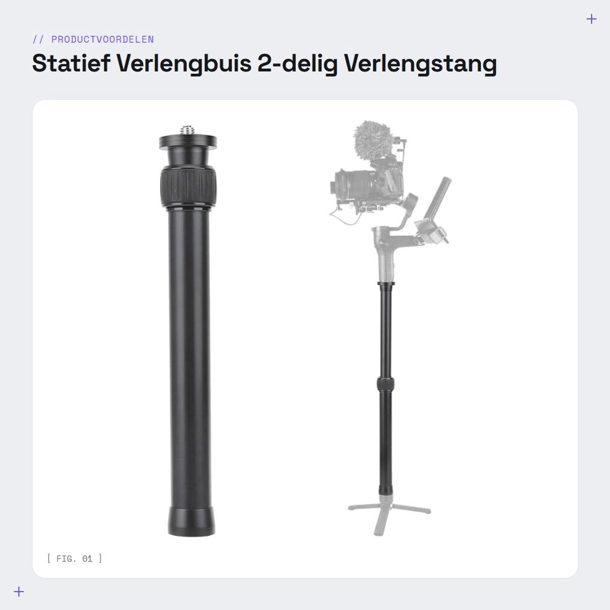 Dailygoods- Verlengbuis Verstelbaar - Statief Verlengbuis - Aluminiumlegering - 2 Secties - 1/4 inch / 3/8 inch Schroef - Maximale Werkhoogte 41 cm