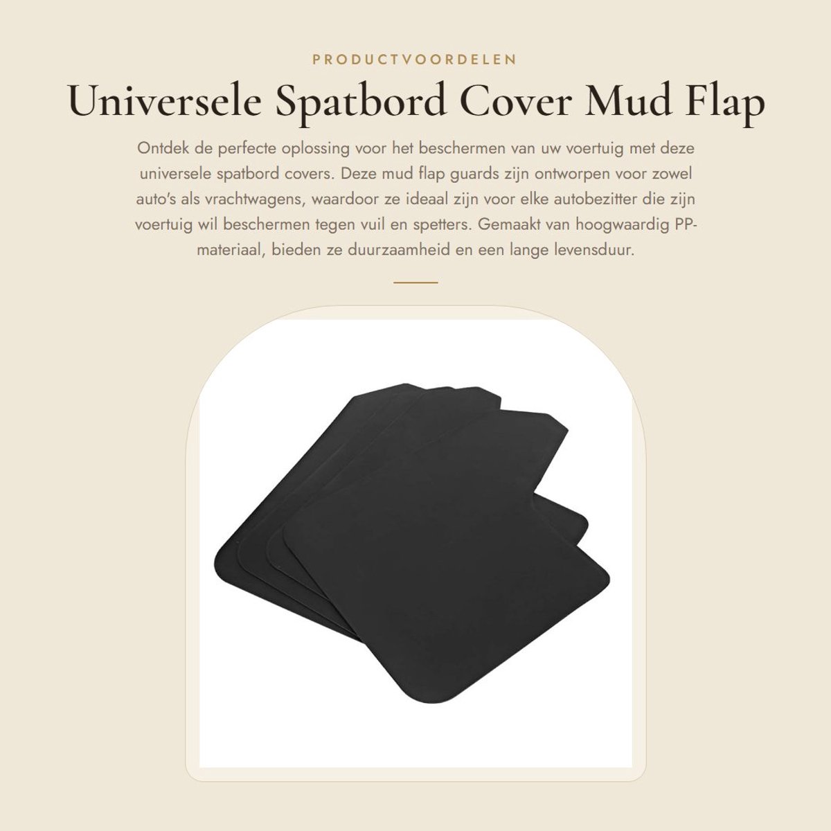 Dailygoods- Spatbordcover Universeel - 4 Stuks - Duurzaam PP-materiaal - Bescherming tegen modder - Vervanging voor auto/vrachtwagen - Hoogwaardige kwaliteit - Spatbord