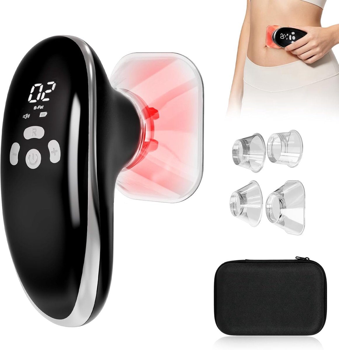 carmdering - Cupping Massage Apparaat - Cellulite Massage Apparaat - Anti Cellulitis Apparaat - Cupping Apparaat met Cupping Cups - EMS en Roodlichttherapie - 10 Intensiteitsstanden