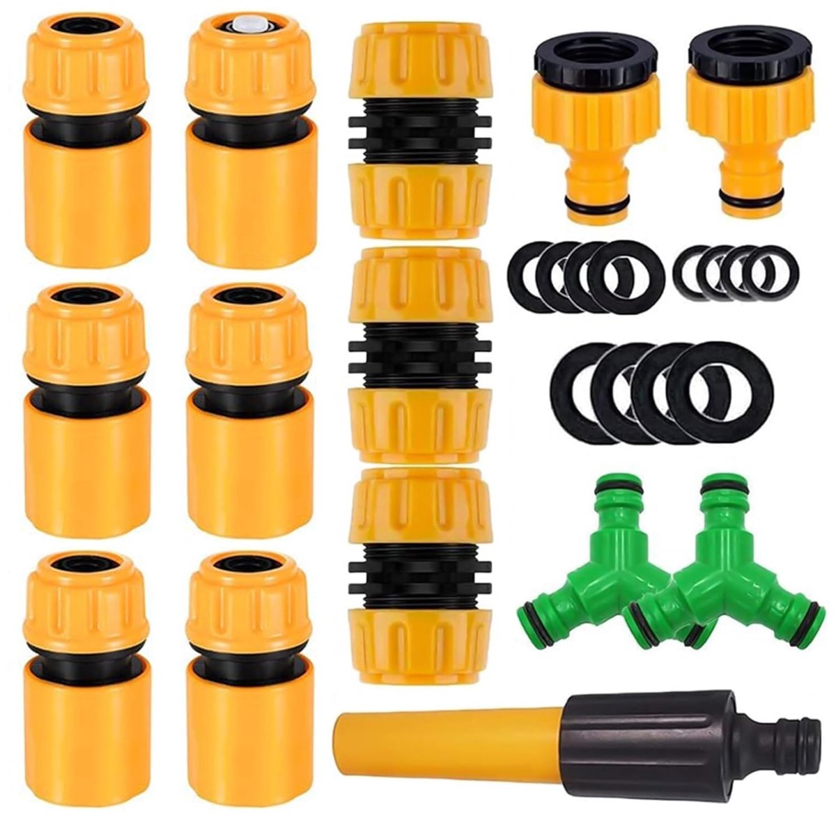 14 stuks, incl. slangkoppeling 1/2 inch, Y-connectoren en verlengstukken, perfect voor tuinslangverbindingen voor flexibele waterverdeling