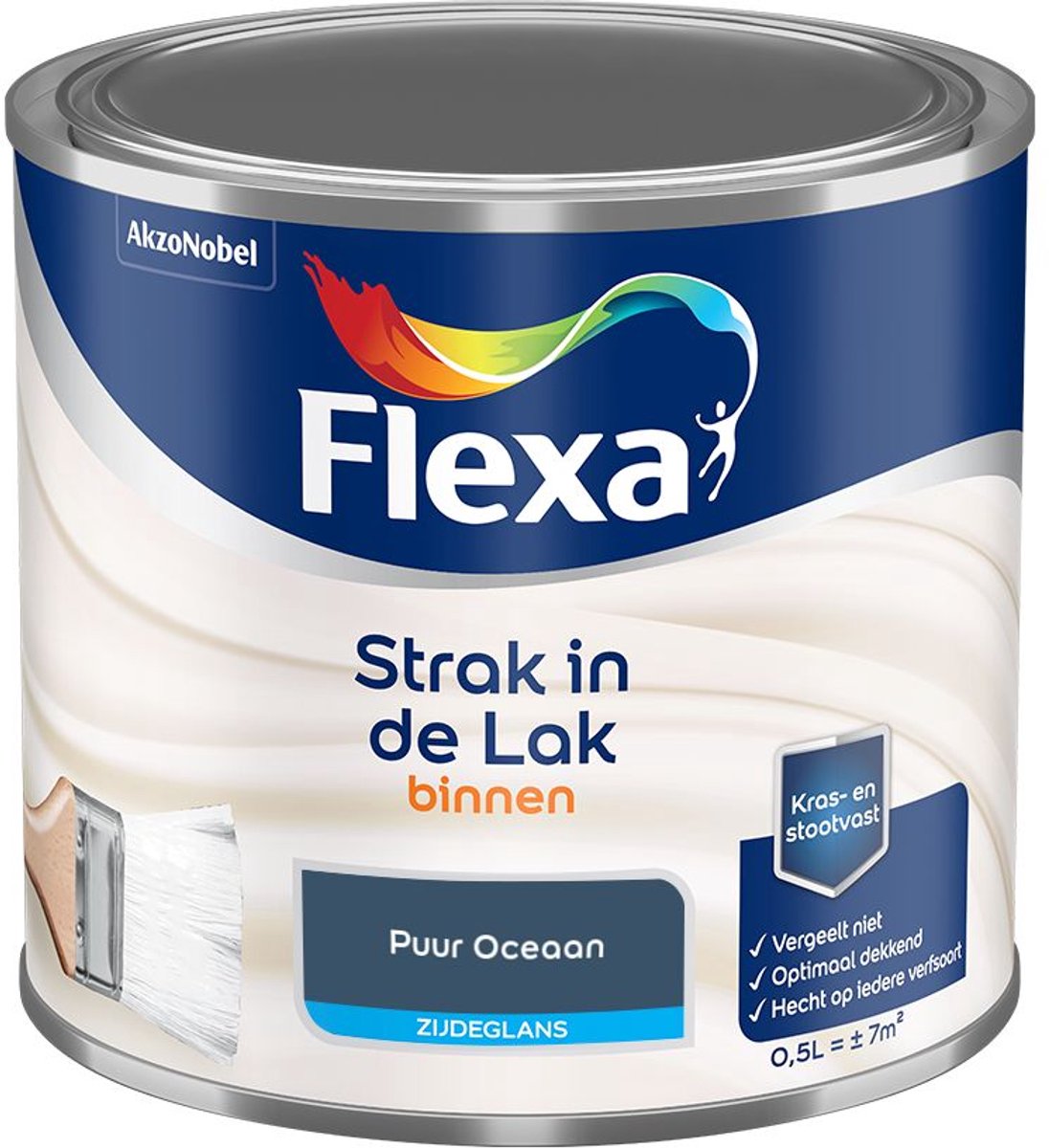 Flexa - Strak In De Lak Binnenlak Zijdeglans - Puur Oceaan - Mengverf - 500 Ml