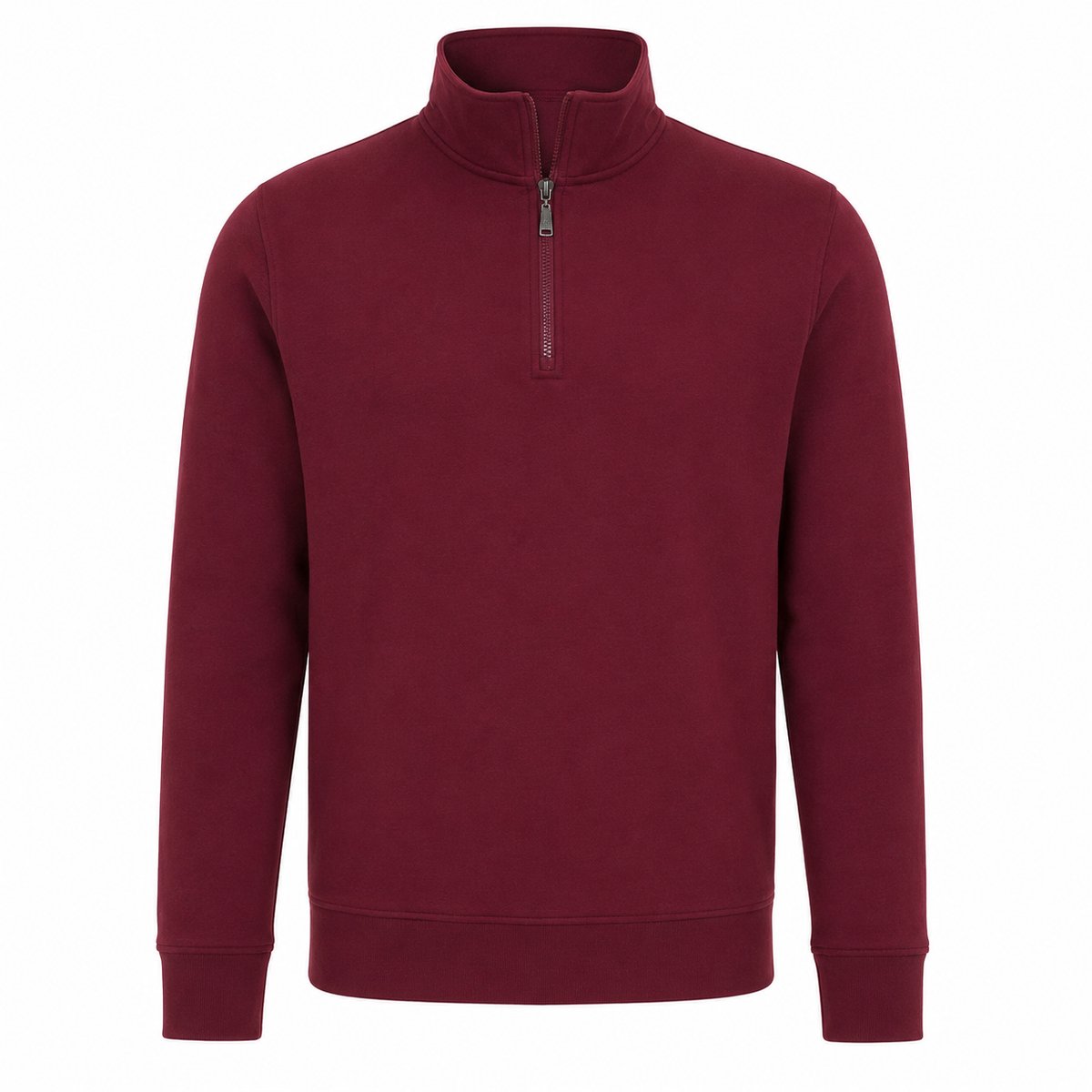 Heren Trui met Rits – Sweater Heren – Half Zip Pullover – Casual Sportieve Trui – – 3XL Bordeauxrood