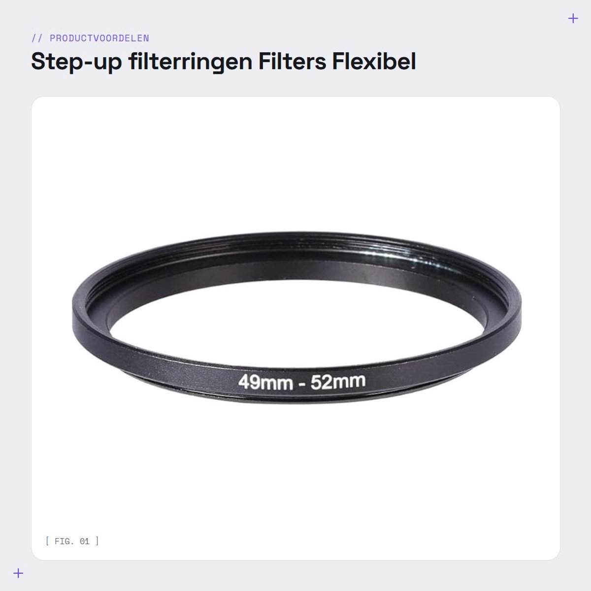 Dailygoods - Step-up filterringen - Filters - Flexibel gebruik - 49 mm tot 52 mm - Lensadapter - Geschikt voor cameralenzen - Metalen uitvoering