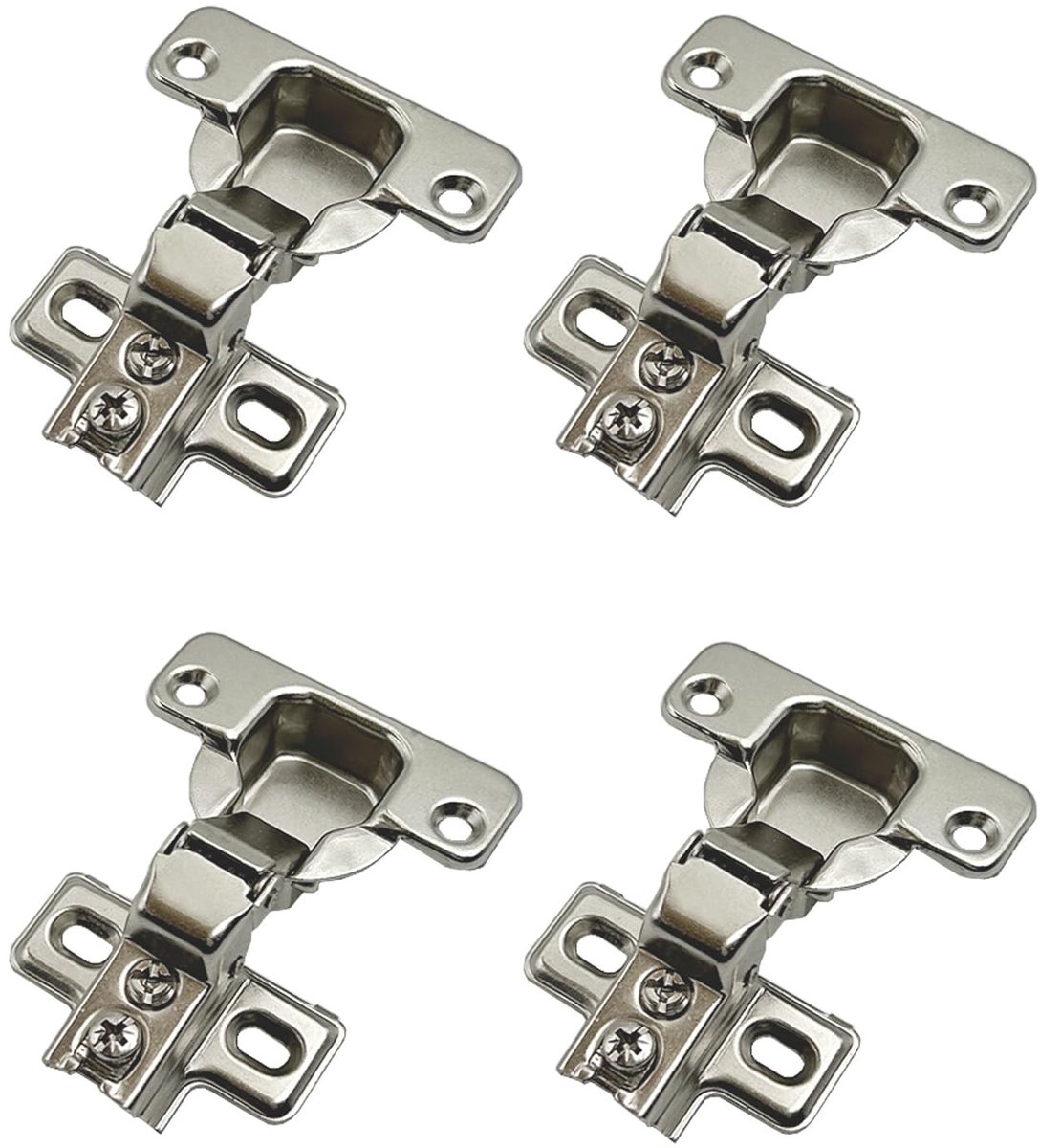 Dailygoods- Scharnier 95° Helft Opgelegd - Compacte Minischarnieren - Koudgewalst Staal - Potdiameter Ø 35mm - Pak van 4 - Voorliggend Deurmontage - Deurscharnier