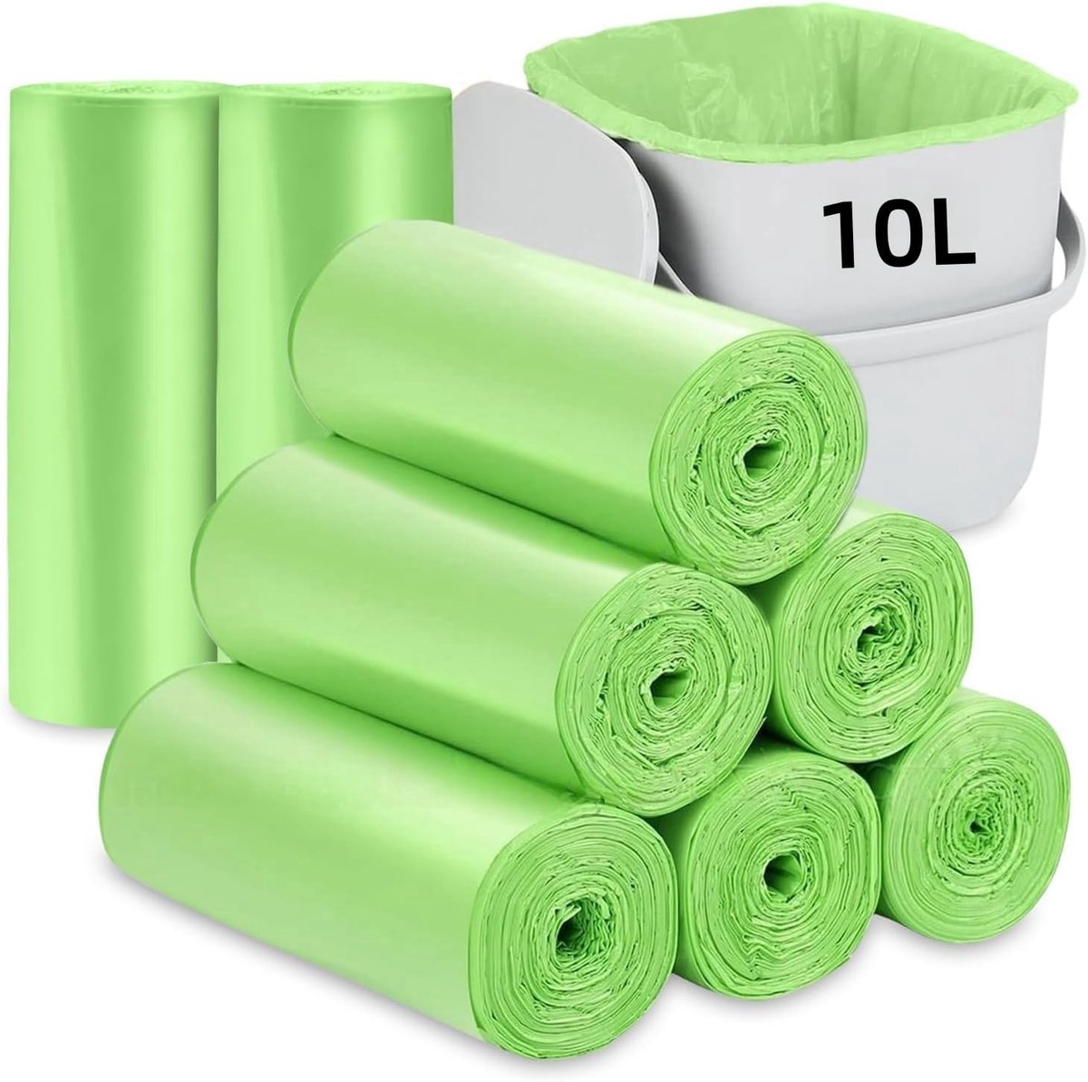 Dailygoods - Flintronic 10 liter vuilniszakken, 160 stuks composteerbare zakken, 2,6 gallon dikkere voedselafvalzakken, lekvrij, ongeparfumeerde, zware vuilniszakken voor slaapkamer, badkamer, kantoor, keuken,