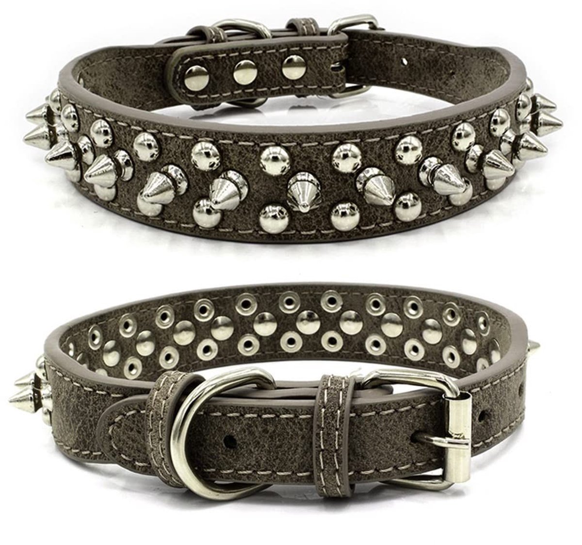 Dailygoods- Hondenhalsband Schokbestendig - Klinknagel/Halsband - Hondenketting - Middelgrote/Grote Honden - Antibeet - Duurzaam Leer - Hondentuig