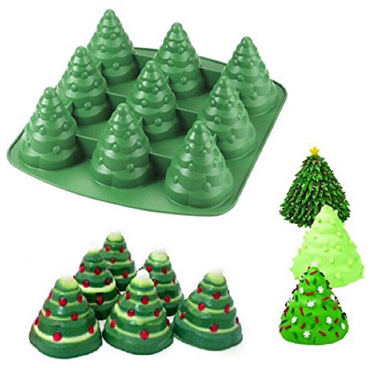Dailygoods- Siliconen Mal 3D Kerstboom - Bakvorm - Cakevorm - Chocoladevorm - Koekjesvorm - Voedselveilig - Hoge Temperatuurbestendigheid