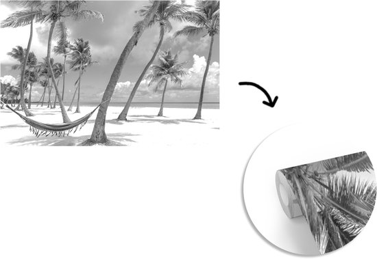 Behang - Fotobehang Uitsnede hangmat op strand in Dominicaanse Republiek - Breedte 420 cm x hoogte 280 cm