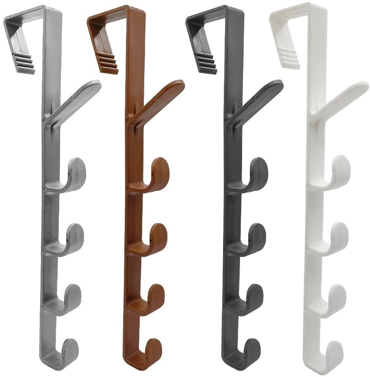 Dailygoods- Deurhaken 4 Stuks - Nagelvrij - Ophanghaken - Garderobehaken - Handdoekhaak - Z-vormig Ontwerp - Ruimtebesparend - Haakjes