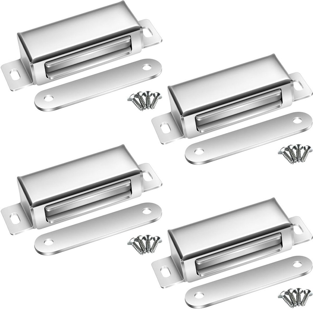 Dailygoods- Magneetsnapper sterke 30 kg - Deurmagneet - Magneetsluiting - Kogelsnapper - Roestvrij staal - 4 stuks - Deursluiting