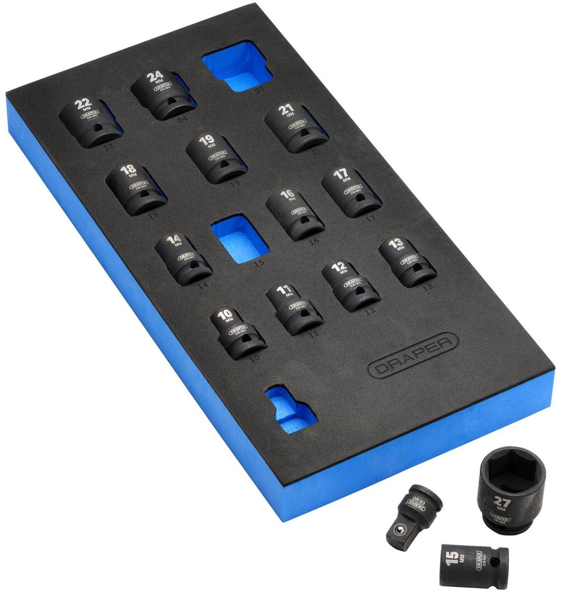 Draper HI-TORQ® 1/2" krachtdoppenset in foam inlay, 15-delig