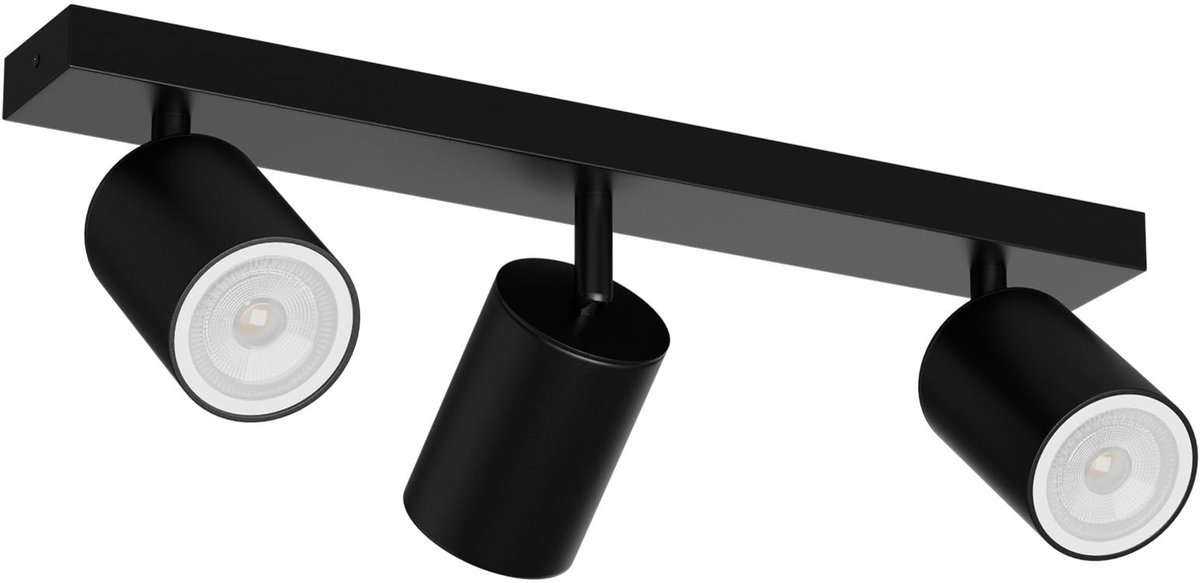 GU10 Plafondlamp, 3 spots, zwart, verstelbare draaibare plafondspot, moderne plafondlamp, metalen plafondverlichting voor keuken, slaapkamer, woonkamer, hal, 39 cm, lamp niet inbegrepen