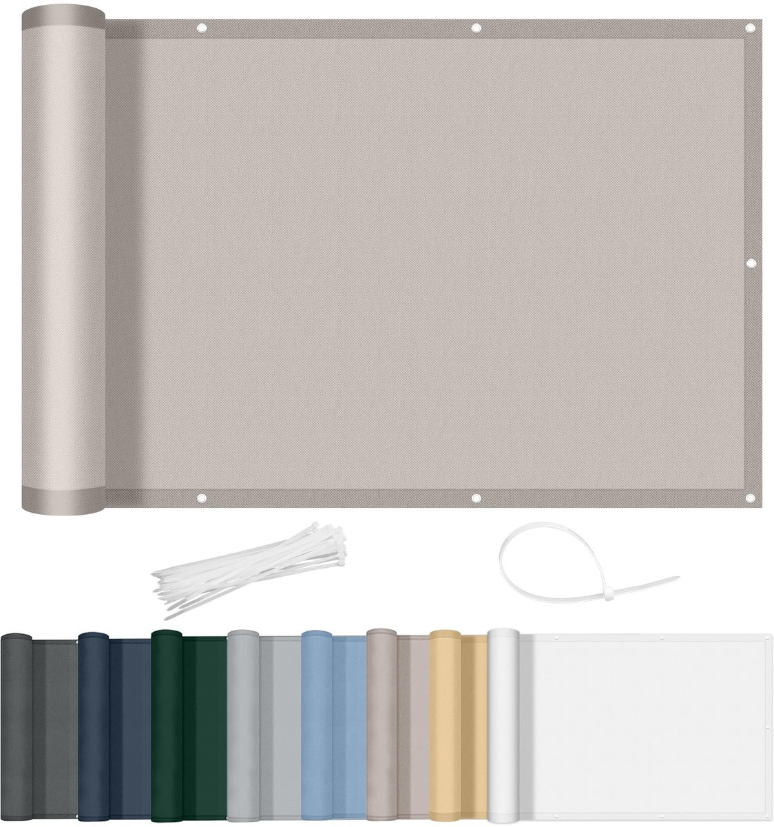 SHADE Balkonscherm 80x600cm Waterdicht Balkonafdekking Inkijkbescherming Ondoorzichtig Balkonomranding Met Oogjes Windscherm UV-bescherming Voor Balkon Tuin Terras-Taupe