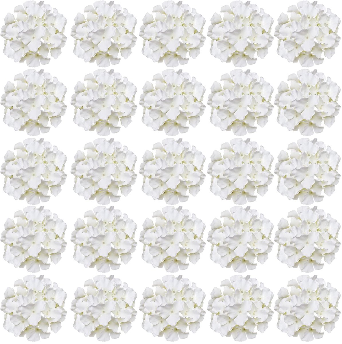 Zijden hortensia-bloemhoofden kunstmatige bloemhoofden en stelen nep hortensia-bloemen voor thuis, bruiloftsdecor (roomwit)