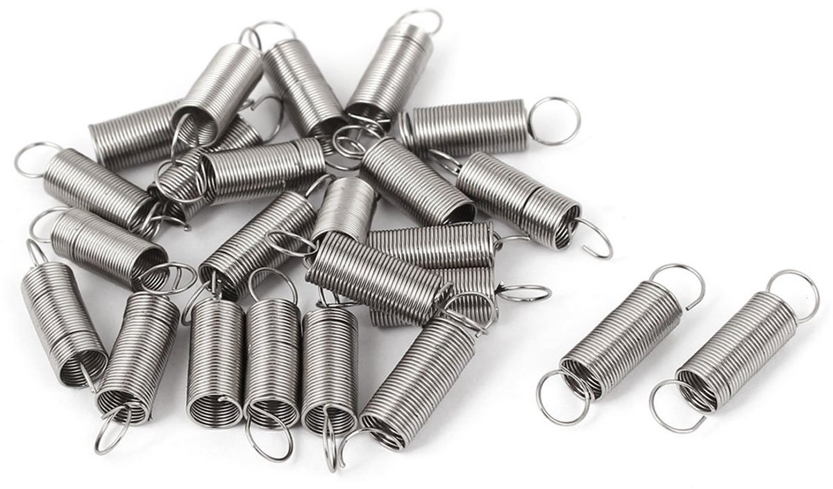 Sourcingmap 0.5mmx6x25mm roestvrij staal dubbele haak kleine spanning veer 24 stks