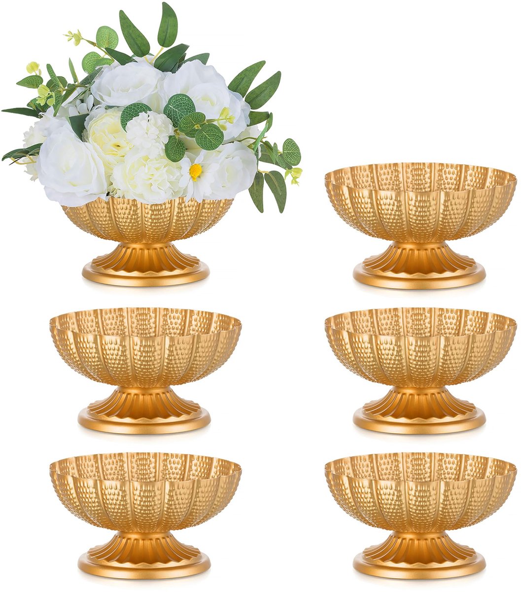 bloemenvaas voor tafeldecoratie: 6 stuks vintage goud bruiloft bloemstuk pot vaas voor bloemen kleine plantenpot plantenpot pot voor feest evenement verjaardag woondecoratie