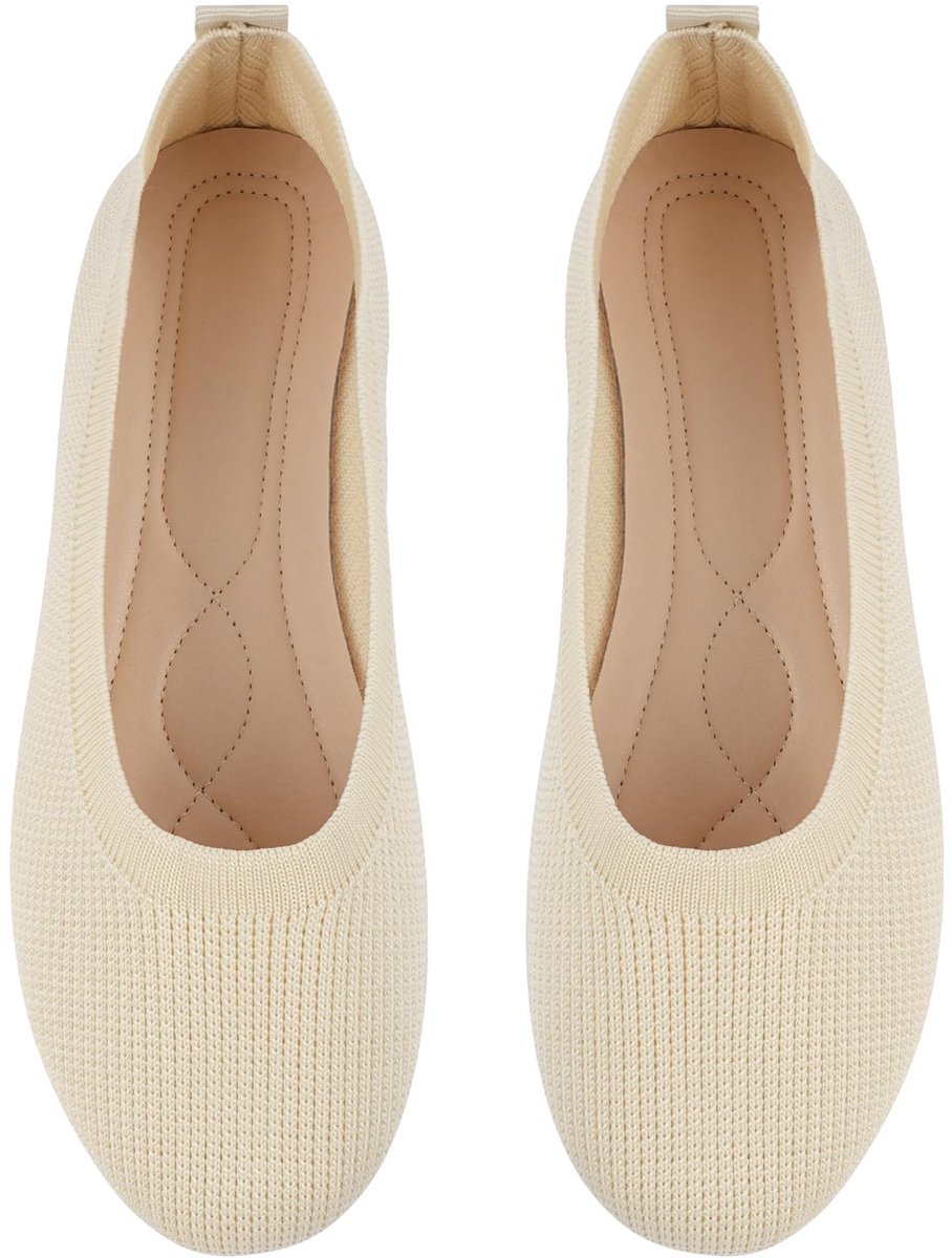 Platte schoenen, gebreide ballerina's, zwart, casual, zacht, ademend, rond, platte ballerina's